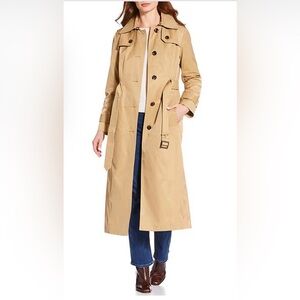 NWT London Fog Point Collar Long Sleeve Belted Single Breasted Trench Coat